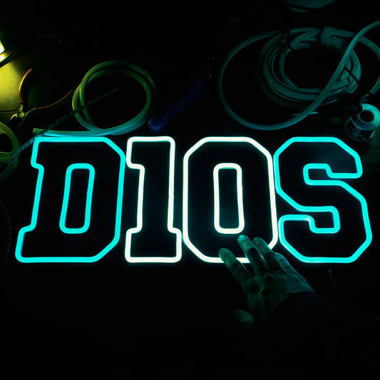 Insegna neon LED D10S Maradona colore azzurro e bianco